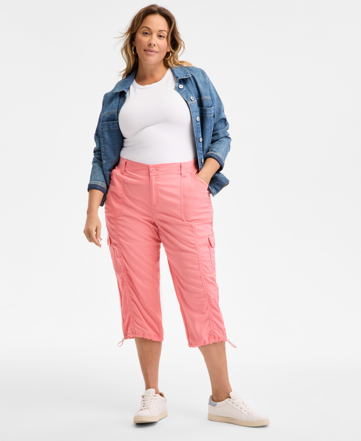 Style & Co Plus Size Cargo Capri Pants, Exclusively At Macy's In Salmon Rose