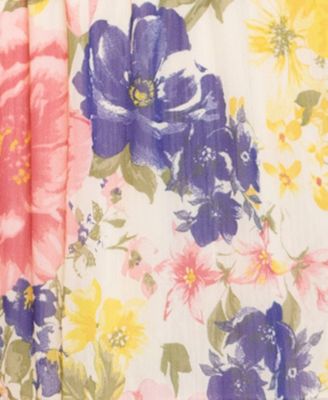 Dylan Ryan Juniors' Floral-Print Tiered Midi Dress