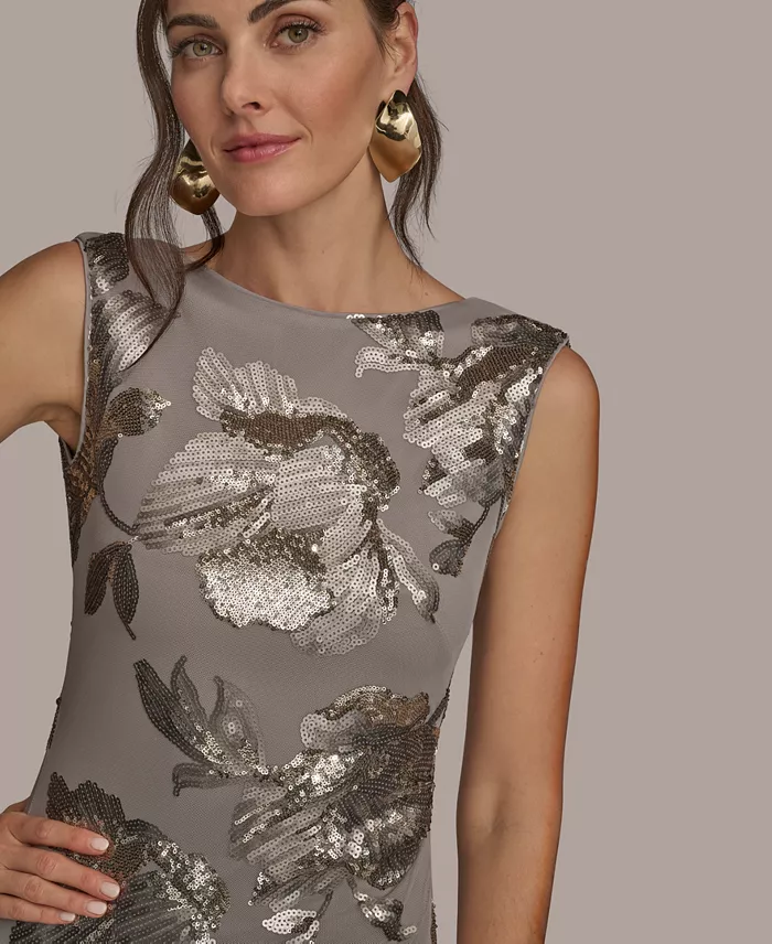 Women's Floral-Sequined Gown - thumbnail 4