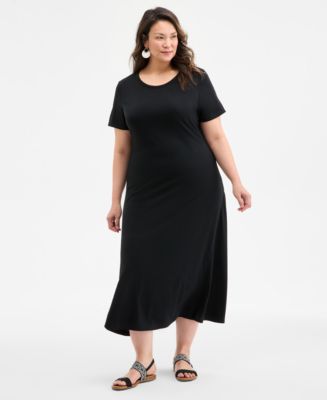chinese dress ladies Plus Size Printed V-Neck Short Sleeve Maxi Dress main image 1