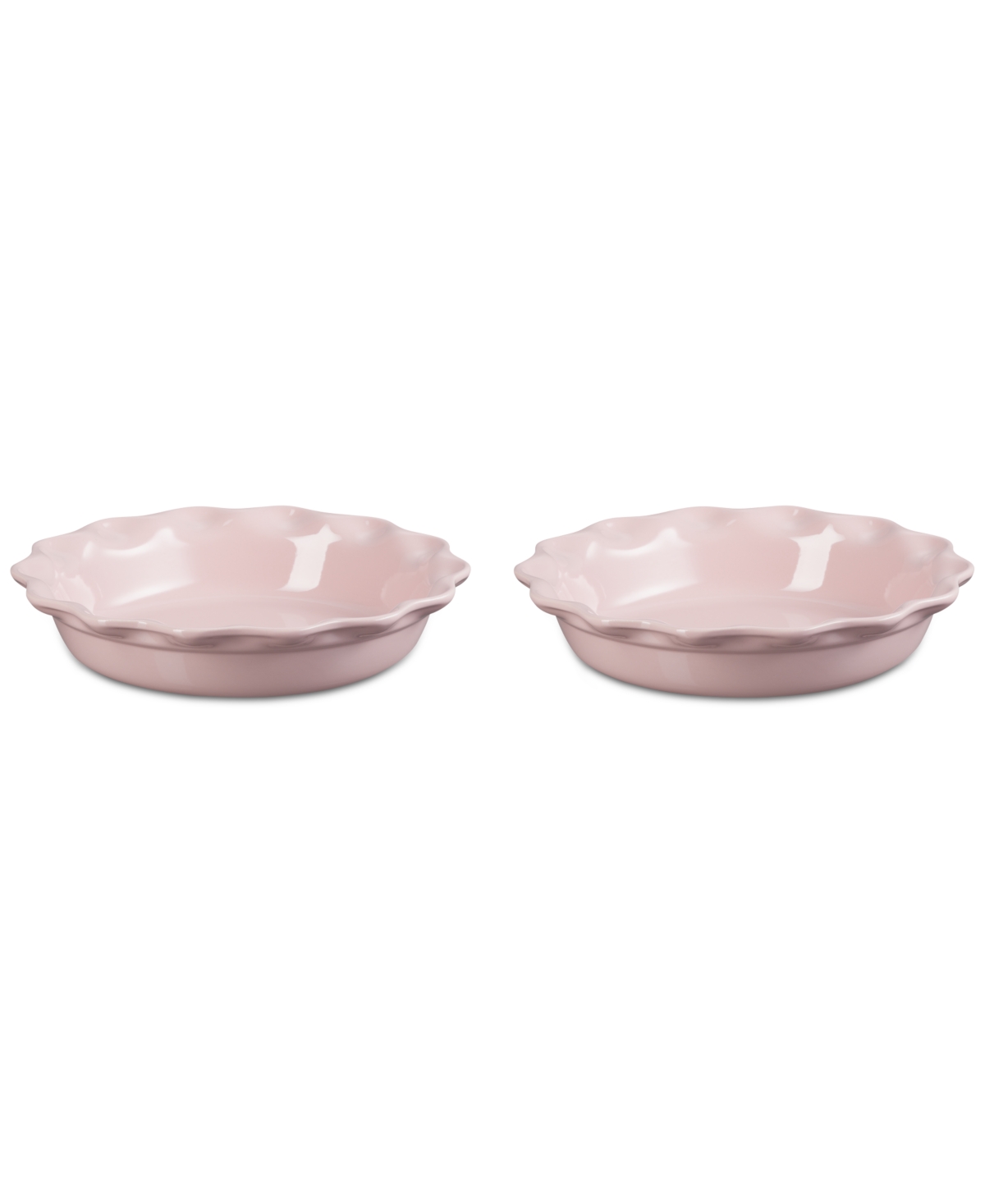 Le Creuset Stoneware Heritage Fluted 9" Pie Dish, Set Of 2 In Chiffon Pink