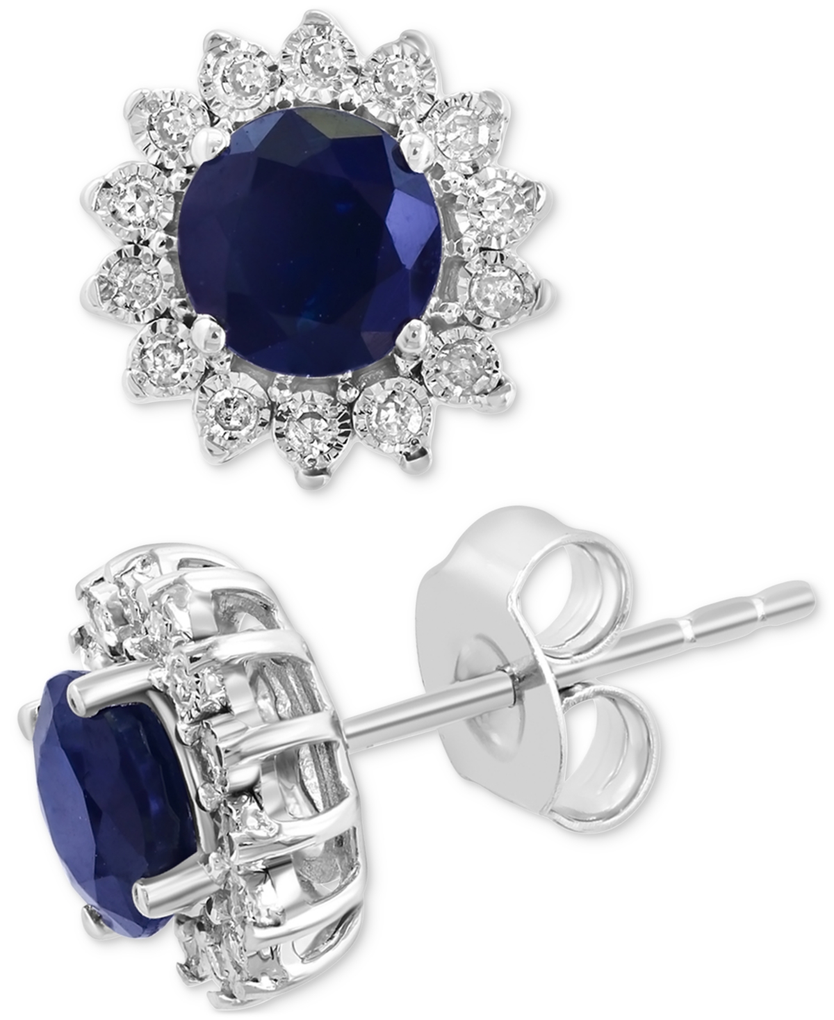 EFFY COLLECTION EFFY SAPPHIRE (1-1/6 CT. T.W.) & DIAMOND (1/6 CT. T.W.) HALO STUD EARRINGS IN 14K WHITE GOLD OR TWO  