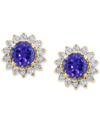 EFFY&reg; Tanzanite: (7/8 ct. t.w.) & Diamond (1/6 ct. t.w.) Halo Stud Earrings in 14k White Gold or Two Tone Gold