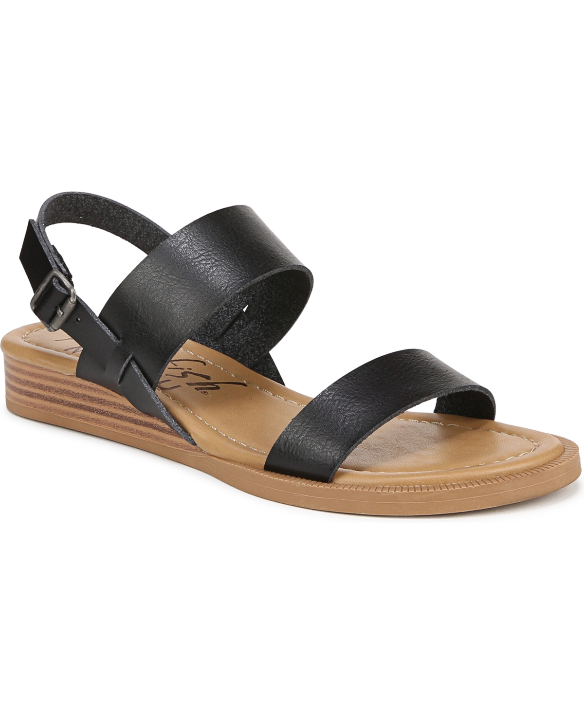 Women's Arcadia Low Wedge Slingback Sandals - Black Faux Leather