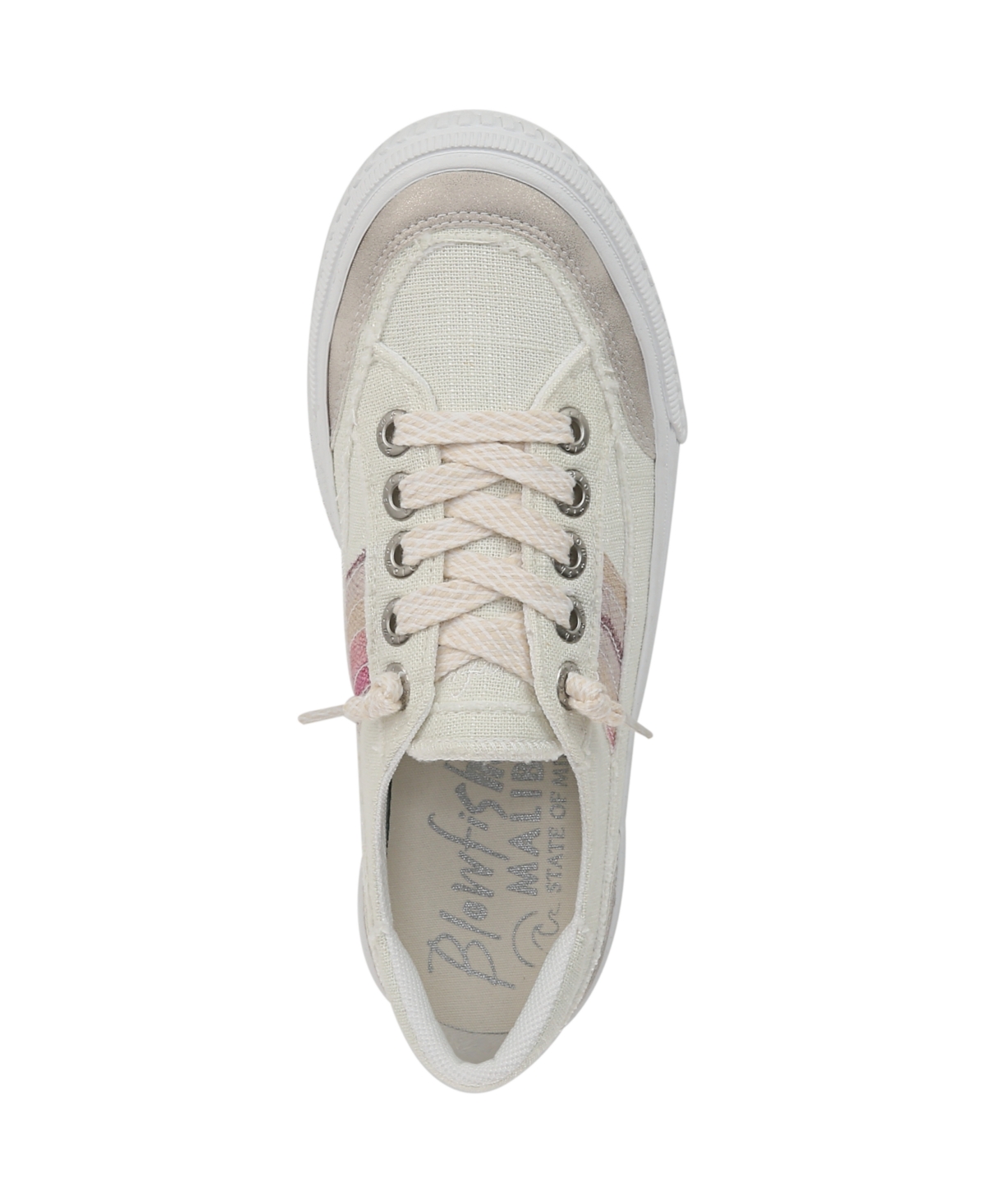 Shop Blowfish Malibu Women's Alex Round Toe Lace Up Sneakers In Off White Linen,faux Leather