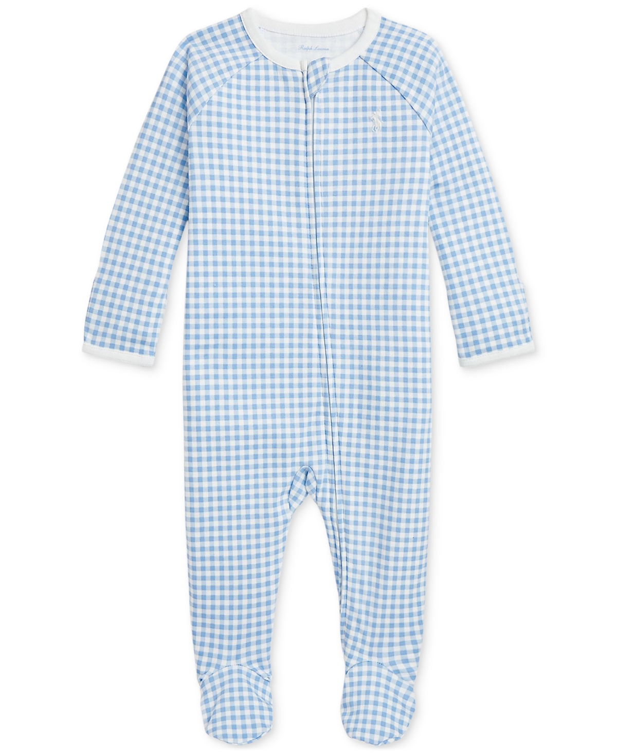 Polo Ralph Lauren Baby Cotton Gingham Footed Coverall In Blue
