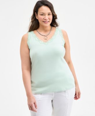 Style & Co - Plus Size Lace-Trimmed Tank Top