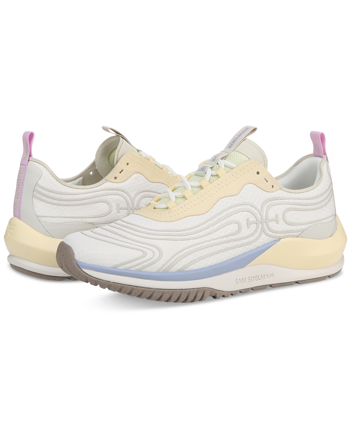 Sam Edelman Women's Miles Mixed-media Lace-up Sneakers In White,yellow Freeze Multi