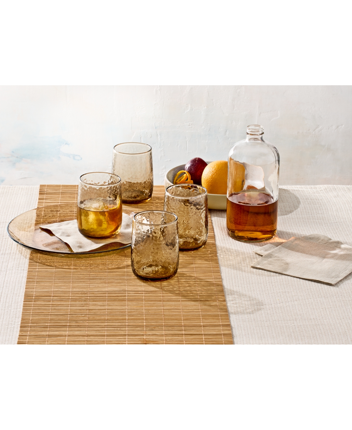 Oake Textured Double Old-fashioned Glasses, Set Of 4, Exclusively At Macy's In Amber