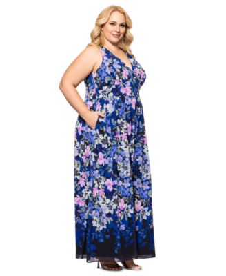 Plus Size Floral-Print Sleeveless Jumpsuit