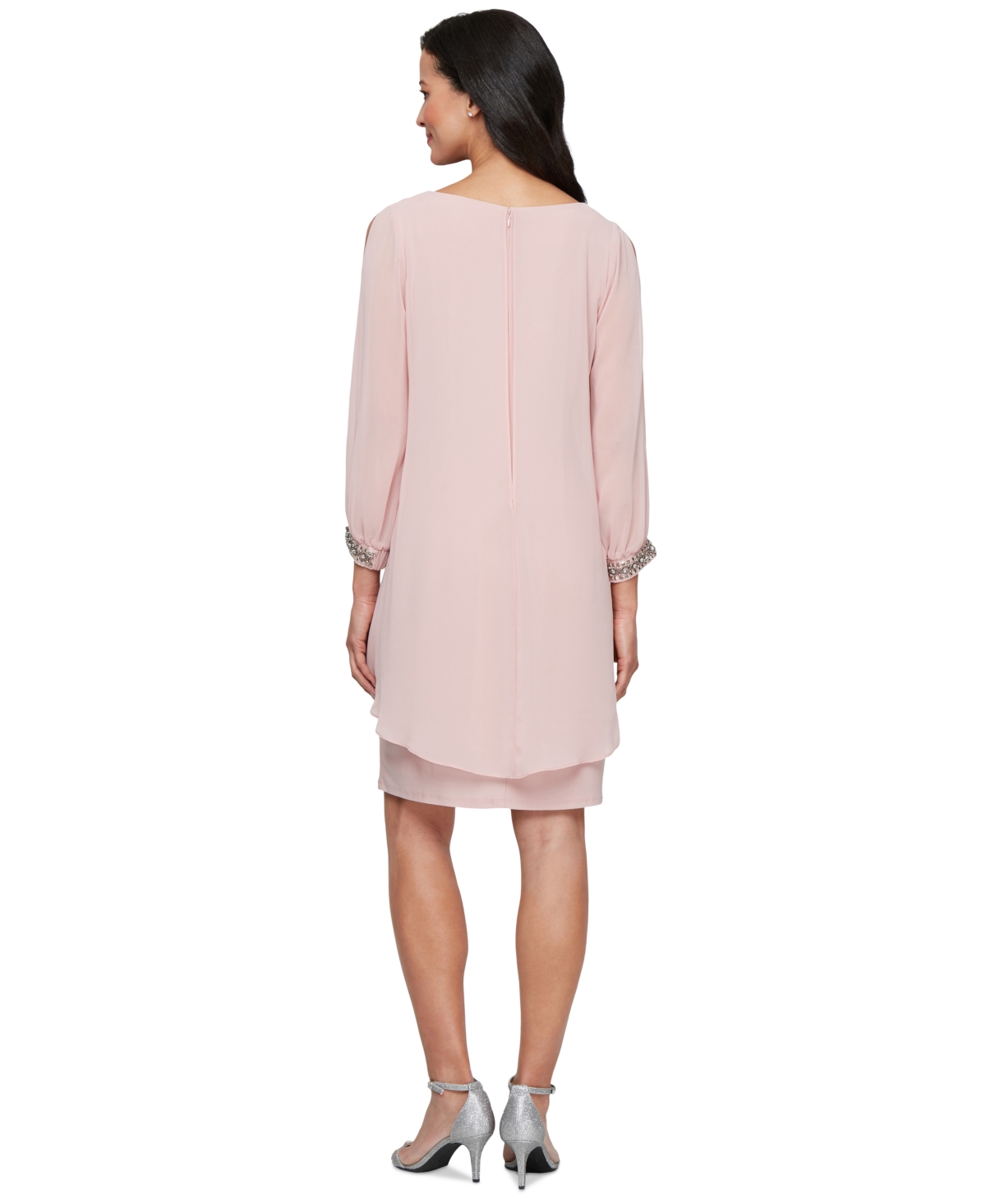 Sl Fashions Women's Tulip-overlay Sheath Dress In Faded Rose
