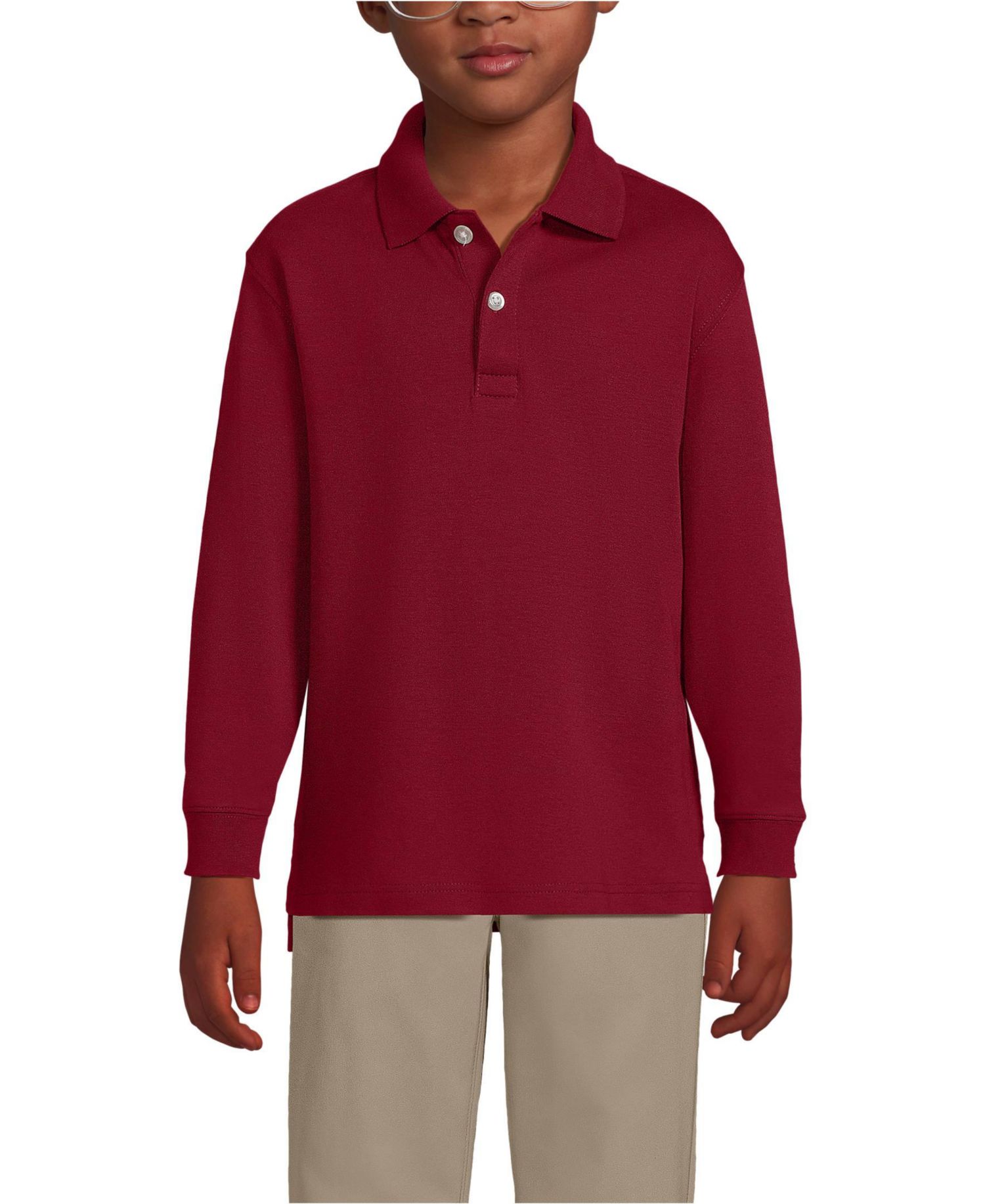 Kids Long Sleeve Interlock Polo Shirt