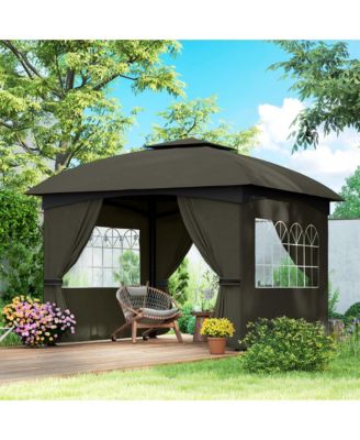 11' x 11' Outdoor Gazebo with Curtains, Church Windows,