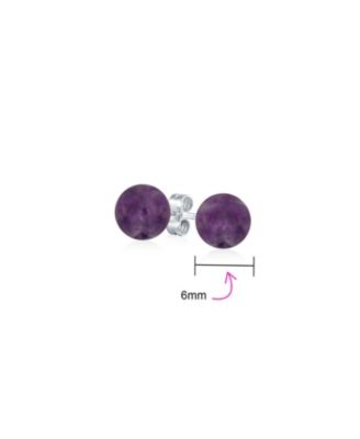 Set of 3 Sterling Silver Stud Earrings with Natural Balls 6MM