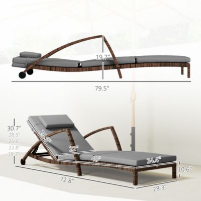 Wicker Outdoor Chaise Lounge Chair Set, 5 Adjustable Back,