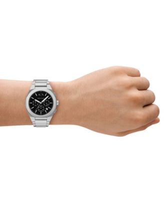 Men's Quartz Chronograph Silver Stainless-Steel Watch, 42mm