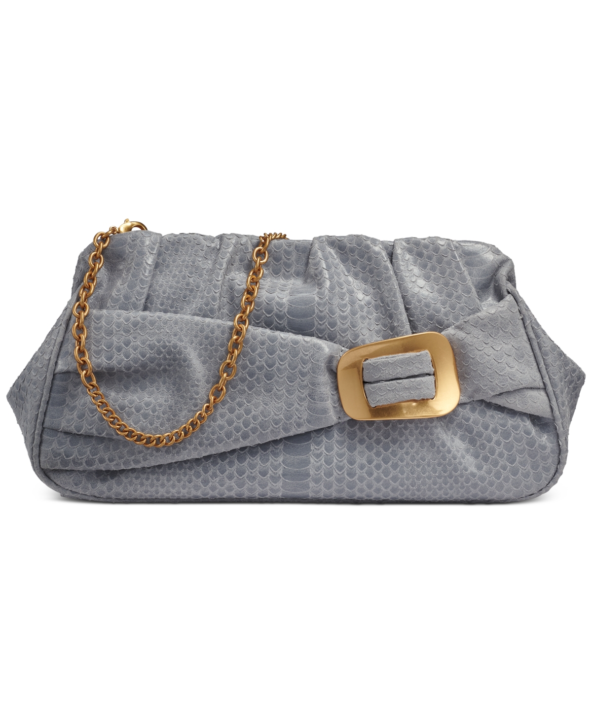 Bella Skipper Snake Leather Clutch - Sky Grey