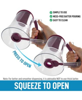 4 Cup Pancake Batter Dispenser with Squeeze Handle - Pancake Dispenser for Batter with Measuring Label