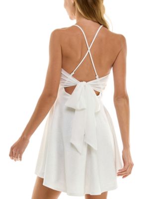 City Studios Juniors' Drape-Neck Glitter Skater Dress - Macy's