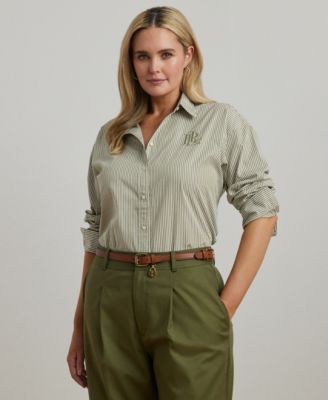 Lauren Ralph Lauren - Plus Size Relaxed-Fit Striped Broadcloth Shirt