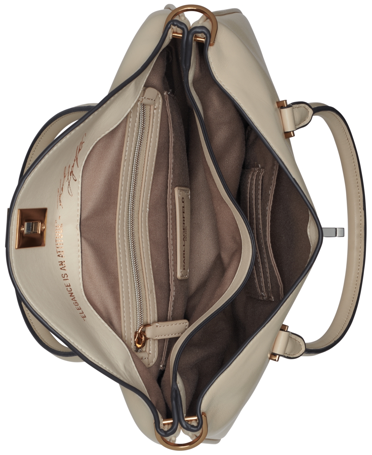 Karl Lagerfeld Nadine Large Leather Satchel Crossbody In Brie