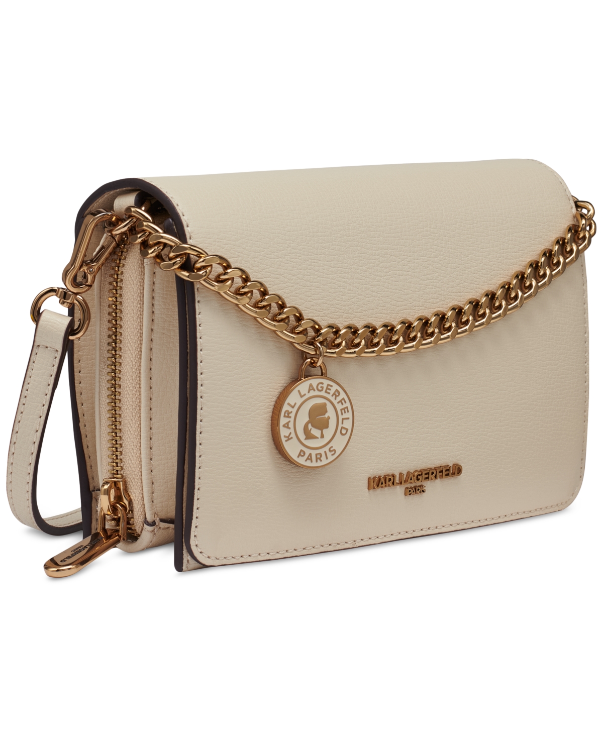 Karl Lagerfeld Lourdes Crossbody With Chain Strap In Neutral