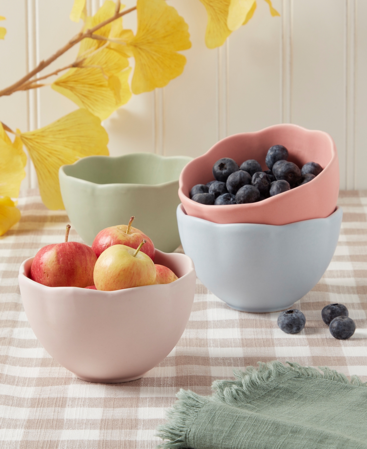 Haven Scalloped Stoneware Tidbit Bowls, Set Of 4 In Assorted