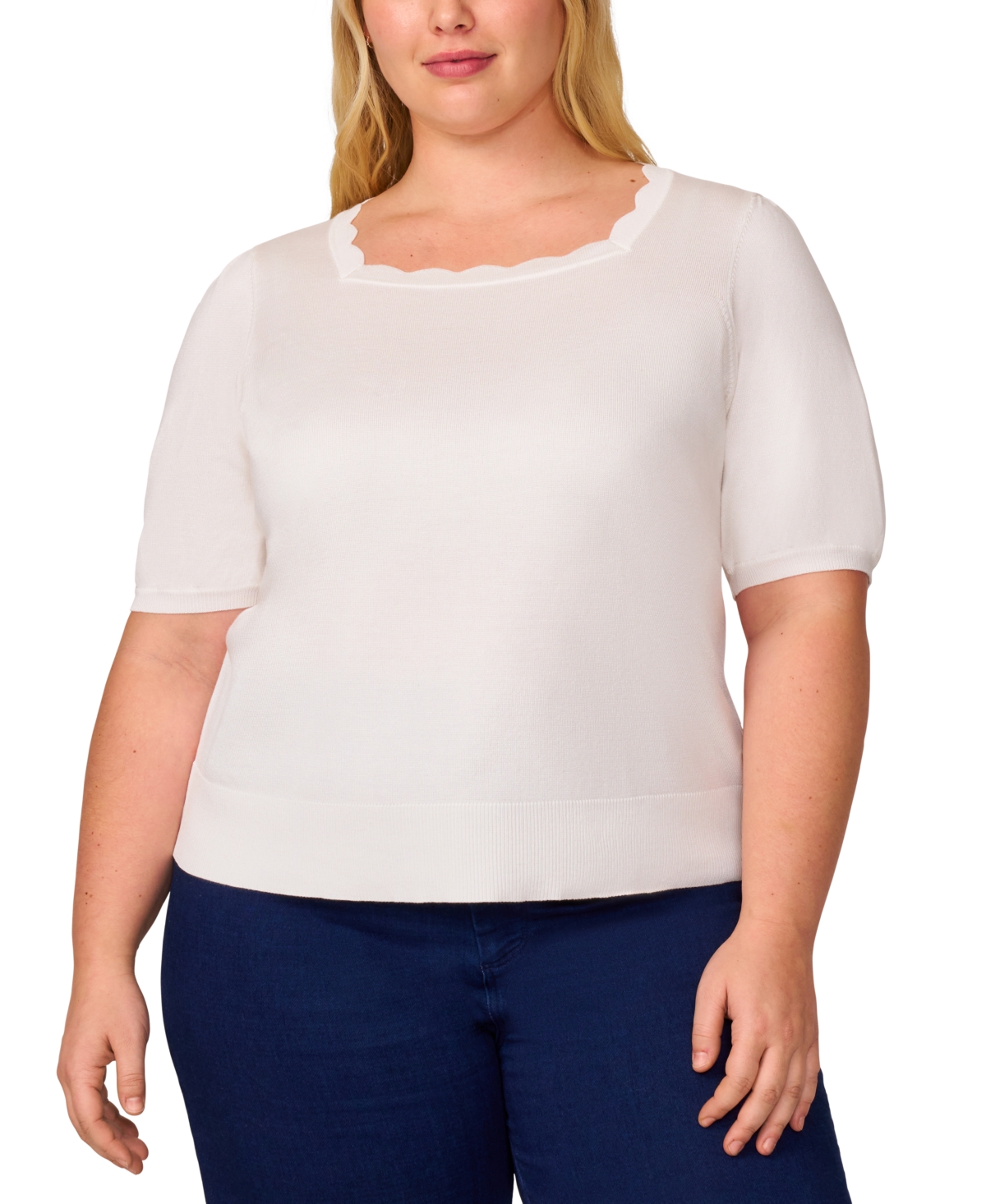 Melissa Paige Plus Womens Striped Knit Cardigan Sweater In Snow White