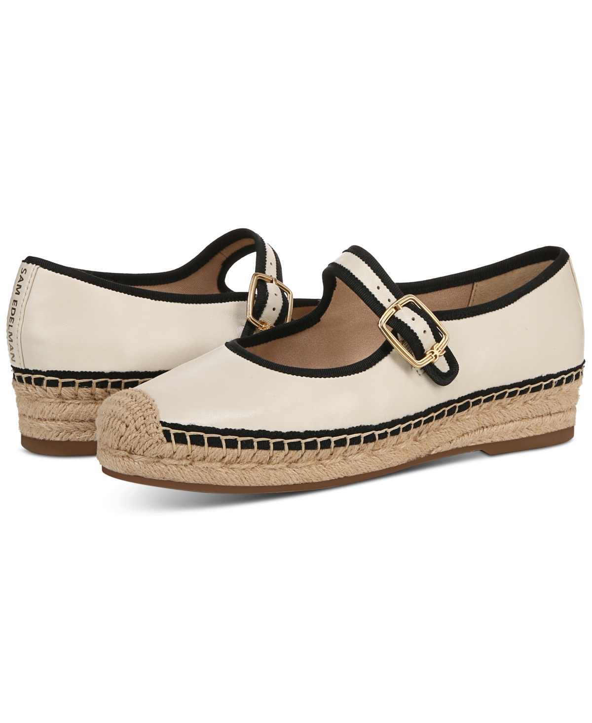 Shop Sam Edelman Women's Mackie Mary Jane Espadrille Flats In Modern Ivory,black