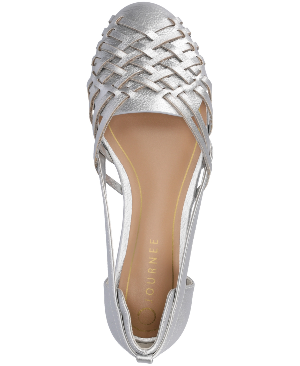Journee Collection Women's Ekko Woven Round Toe Flats In Silver