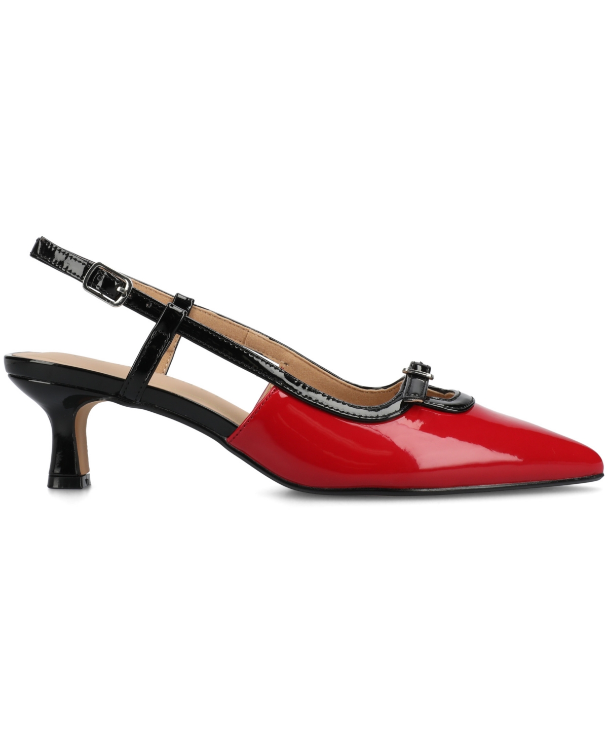 Shop Journee Collection Women's Padma Slingback Kitten Heel Pumps In Patent,red