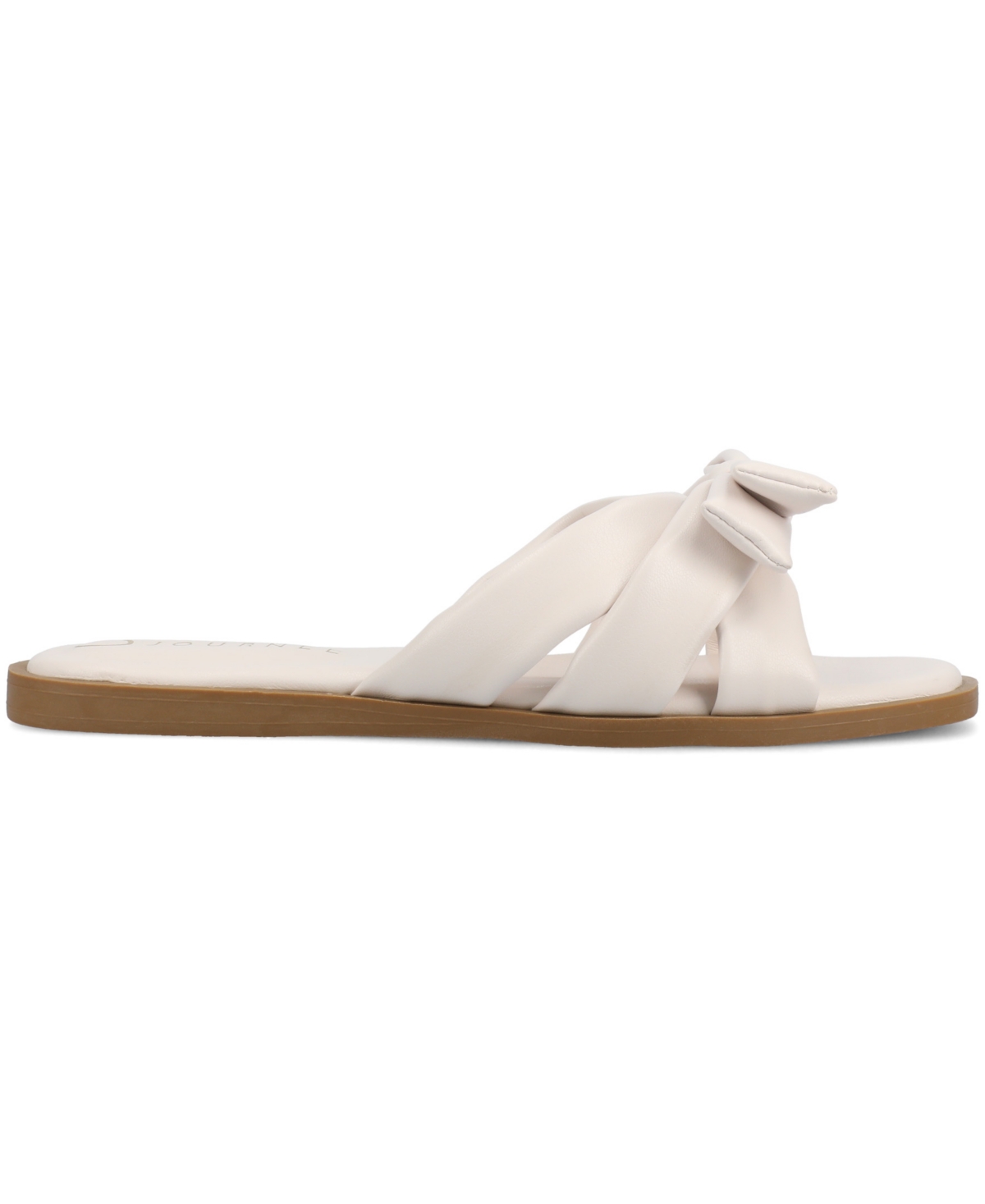 Shop Journee Collection Women's Prylin Bow Slide Flat Sandals In Bone
