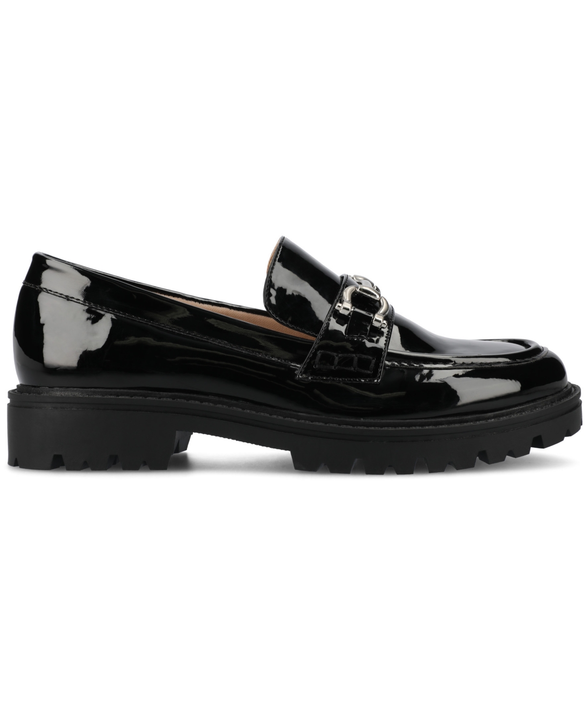 Journee Collection Women's Jessamey Lug Sole Round Toe Loafers In Patent,black