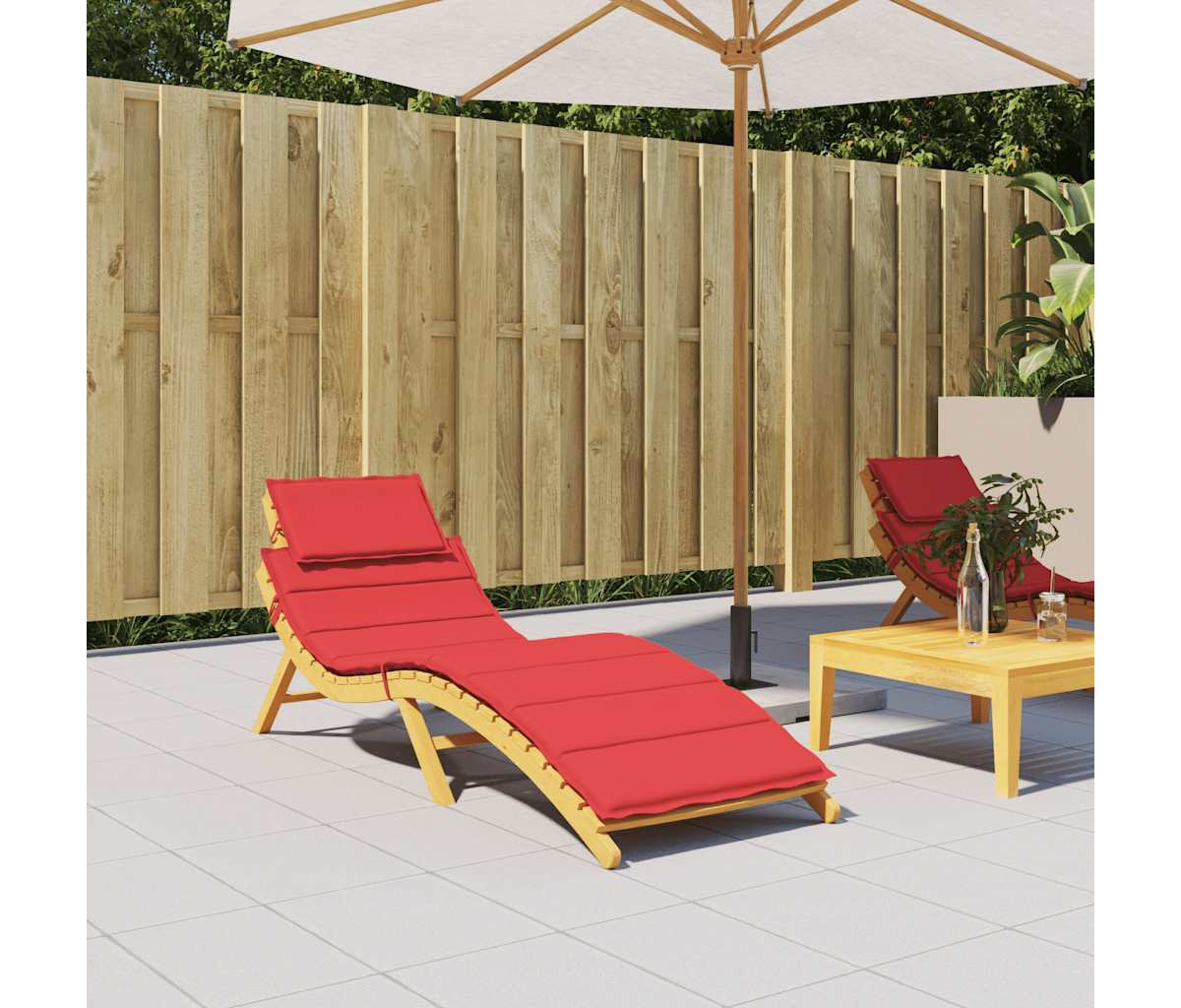 vidaXL Sun Lounger Cushion Red 73.2"x22.8"x1.2" Oxford Fabric