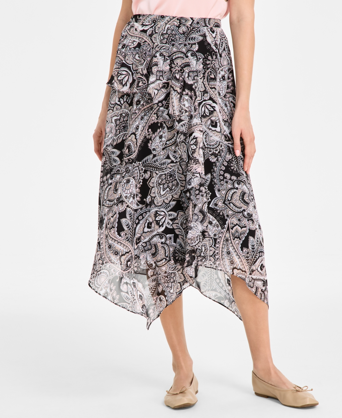 Shop Jones New York Women's Paisley-print Bias-cut Midi Skirt In Jones Black