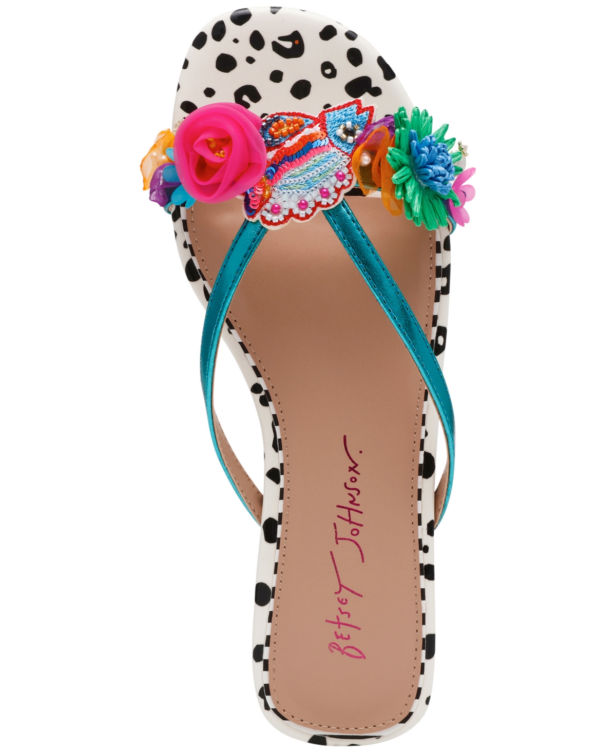Shop Betsey Johnson Women's Avin Strappy Novelty Slide Sandals In Teal Multi