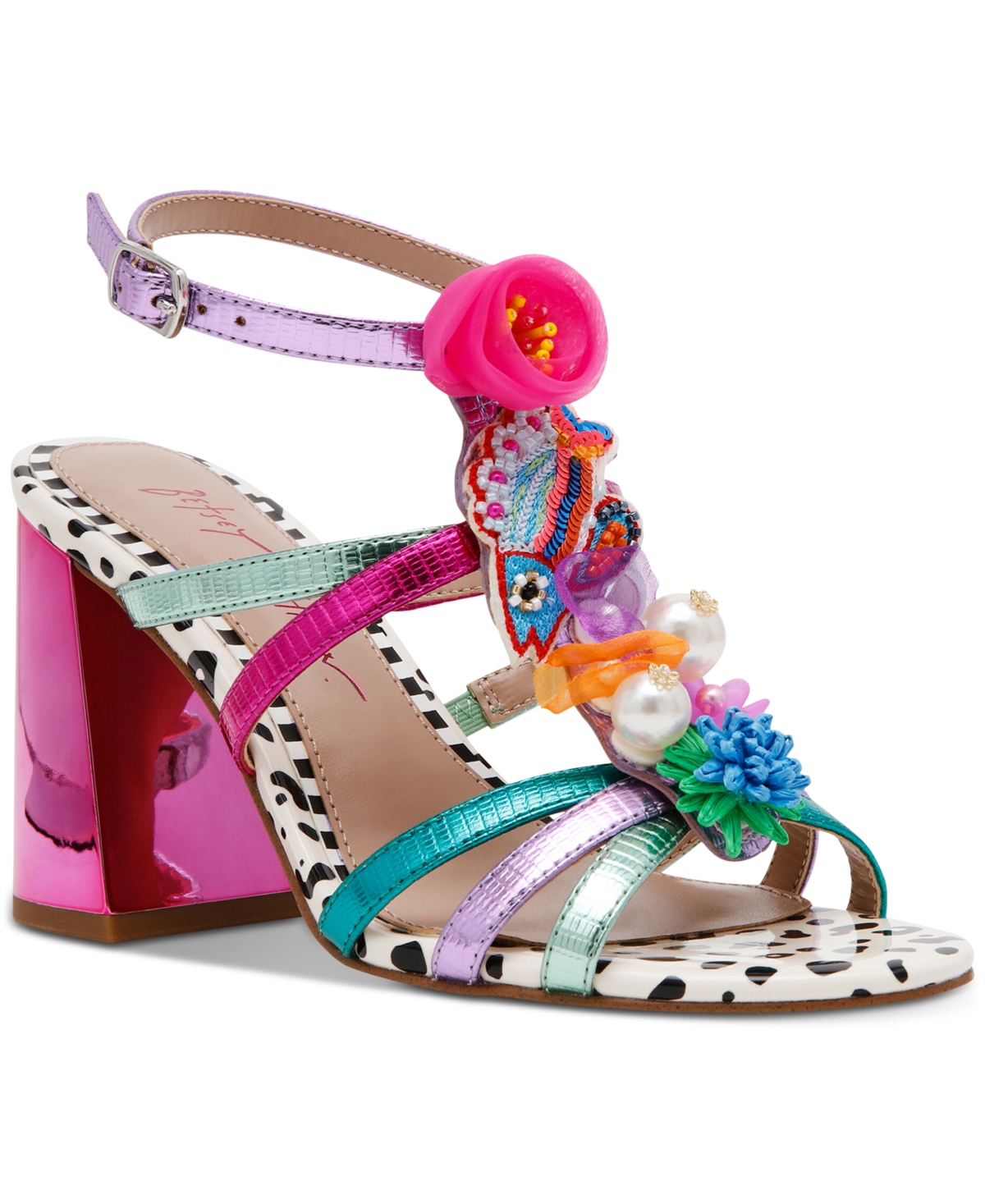 Shop Betsey Johnson Women's Azallia Embellished Strappy Dress Sandals In Pink Multi