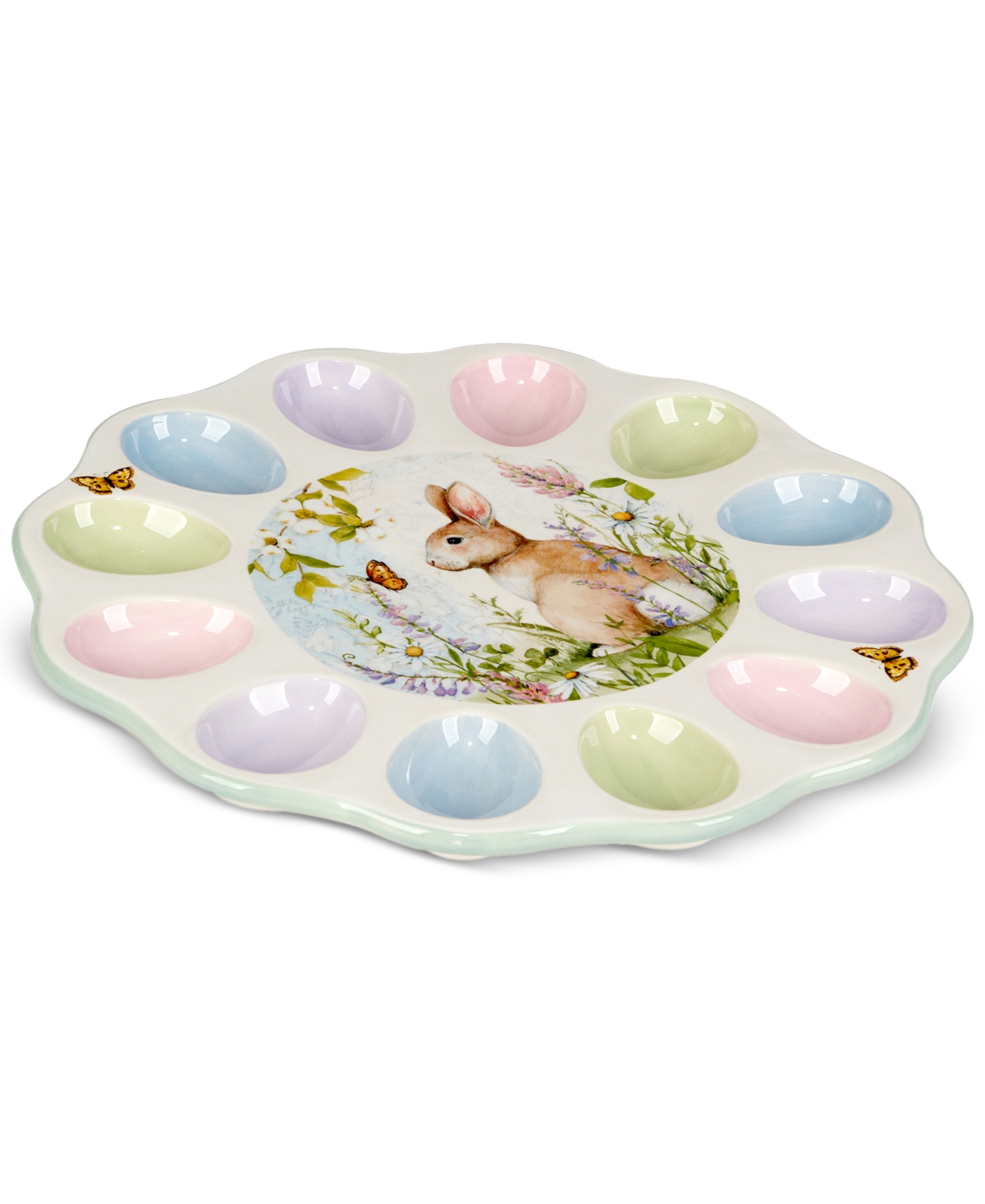 Certified International Easter Meadow Round Deviled Egg Plate In Miscellaneous
