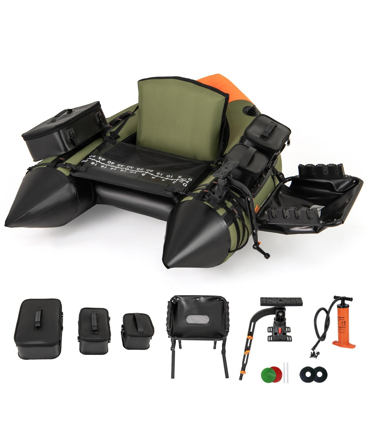 Portable Fishing Boat with 3 Detachable Storage Boxes - Green