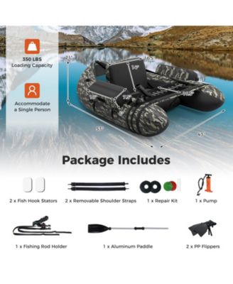 Inflatable Fishing Float Tube with Pump Storage Pockets and Fish Ruler