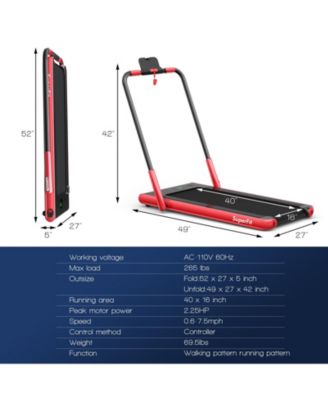 2.25 HP 2-in-1 Folding Walking Pad Treadmill with Remote Control and LED Display