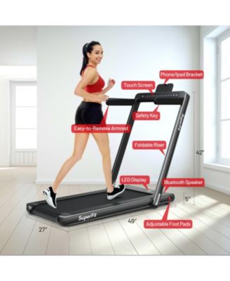 2.25 HP 2-in-1 Folding Walking Pad Treadmill with Dual Display and App Control