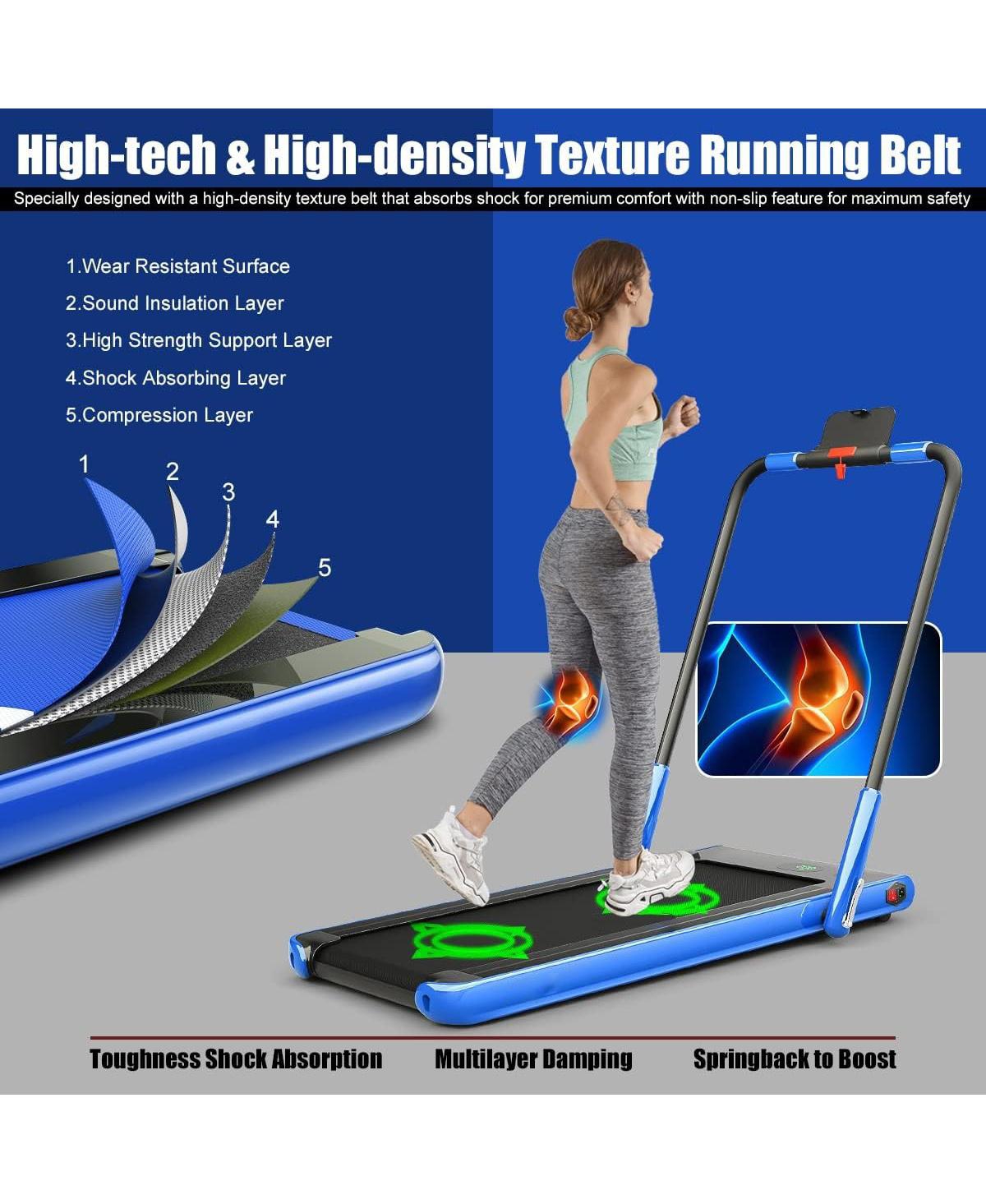 2.25 Hp 2-in-1 Folding Walking Pad Treadmill with Remote Control and Led Display