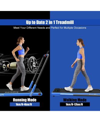 2.25 HP 2-in-1 Folding Walking Pad Treadmill with Remote Control and LED Display