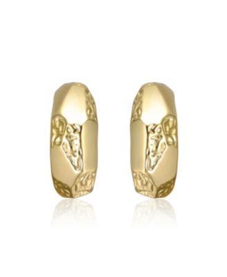 14K Gold Plated Geometric Gold Plated Nugget C-Hoop Earrings