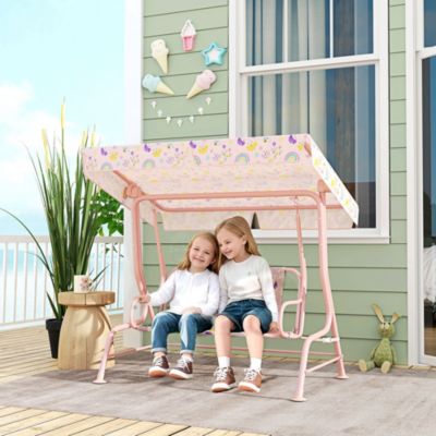 Kids Patio Swing, 2-Seater Outdoor Porch Swing Chair,