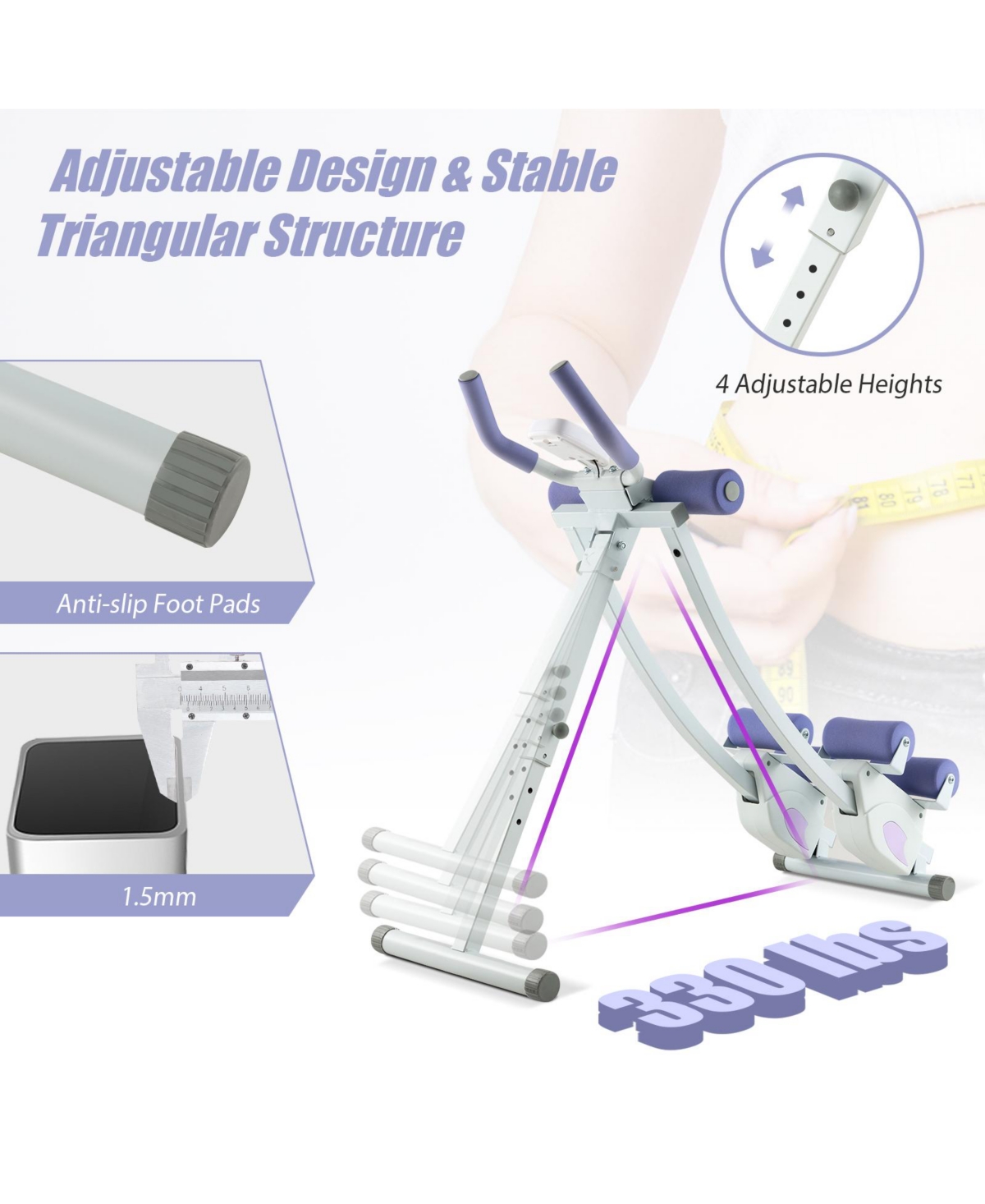 Ab Machine with Lcd Monitor and 4 Adjustable Heights