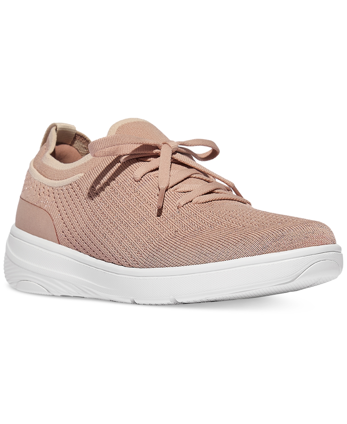 Women's Super-q Knit Slip-On Lace-Up Sneakers - Beige Buff, Rose Gold