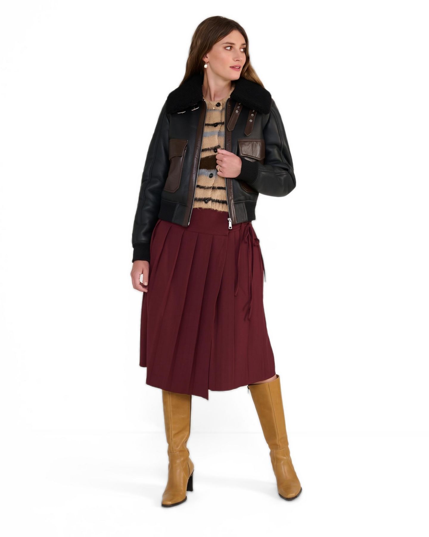 Женская куртка Furniq UK Mabel Shearling Bomber, цвет: Чёрный — фото 4