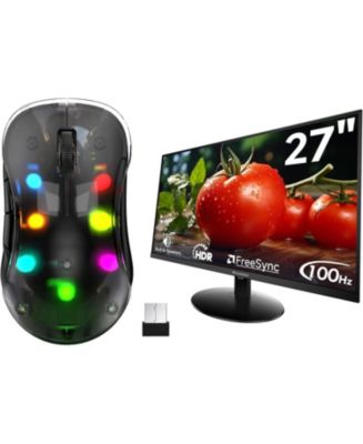 memzuoix LED Rechargeable Wireless Mouse and 27 Inch Computer Monitor ...